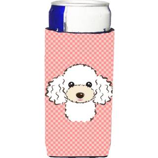 Checkerboard Pink White Poodle Ultra Beverage Isolators til slanke dåser BB1257MUK