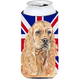 Buff Cocker Spaniel med Engish Union Jack British Flag Tall Boy Beverage Isulator Hugger SC9866TBC