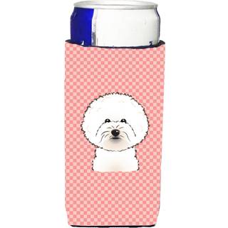Checkerboard Pink Bichon Frize Ultra Beverage Isulators til slanke dåser BB1217MUK
