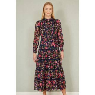 Yumi Yumi Blossom Tryk Maxikjole Med Langærmet og Lace Trims