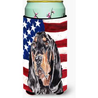 Coonhound Black and Tan USA American Flag Tall Boy Beverage Isulator Beverage Isulator Hugger