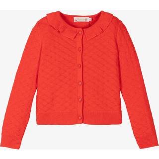Bonpoint Emy cotton and linen-blend cardigan - red - Y 4