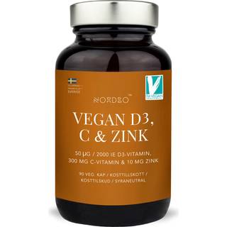 Nordbo Vegan D3, C-vitamin & Zink, 90 kapsler