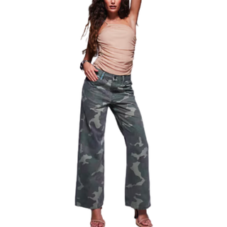 River Island River Island Green Petite Relaxed Straight Camo Jeans