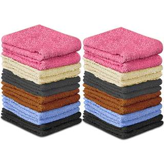 Quba Linen Wash Cloth Set - Pack med 24 100% bomuld - flanel ansigtsklude meget absorberende og bl?de f?ler fingerspids h?ndkl?der (12x12 pakke a