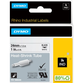 Dymo Rhino 18054 krympeflex tape 9mm sort på gul
