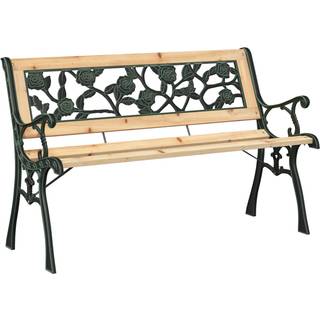 Havebænk med rosmønsteret ryg 116 cm træ