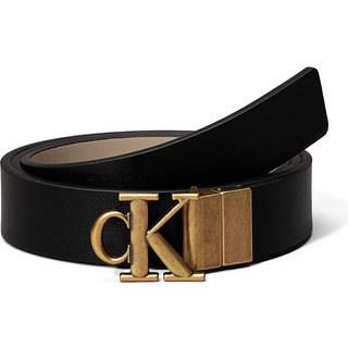 Reversible Leather Logo Belt - Black - 75 cm