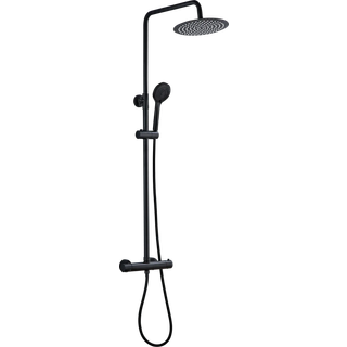 Danbad brusesystem med Rainshower, 200x200 mm, brusestang 82-115 cm, mat sort