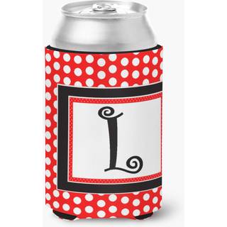 Bogstav L indledende monogram - r?de sorte polkaprikker d?se eller flaske drikkevareisolator Hugger