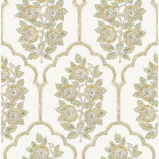 Nuwallpaper x Society Social Floral Bazaar Ocher Peel and Stick tapet SSS6313