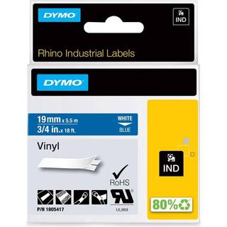 DYMO Rhino 1805417 Vinyl tape 19mm x 5,5m hvid på blå