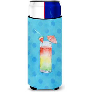 """"Caroline's Treasures Umberella Cocktail Blue Polkadot Beverage Insulator Hugger Slim Multicolor""""