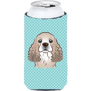 Checkerboard Blue Cocker Spaniel Tall Boy Beverage Isulator Hugger BB1154TBC