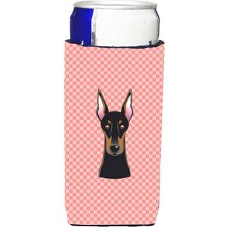 Checkerboard Pink Doberman Ultra Beverage Isolators til slanke dåser BB1245MUK