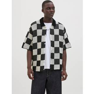 Jack & Jones Athletico Loose Fit Crochet Polo Shirt SS Black