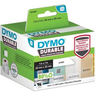 DYMO LW Holdbare industrielle etiketter til etiketskriver Label Printers White Poly 1 X 1 2 Ruller p? 850 (1700 i alt)
