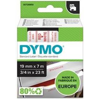 Dymo labeltape D1 19mm 45805 S0720850 rød på hvid
