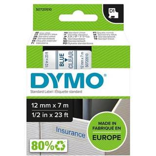 Blå på transparent 12 mm D1-tape (45011)