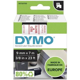 DYMO 40915 D1 Tape 9mm x 7m rød på hvid, S0720700