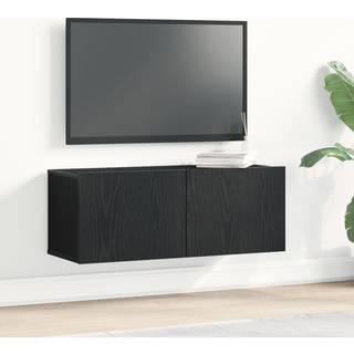 TV-skab 2 pcs Sort eg 80 x 30 x 30 cm Konstrueret træ