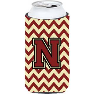 Brev N Chevron Maroon og Gold Tall Boy Beverage Isulator Hugger CJ1061-NTBC