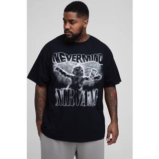 Mens Black Plus Nirvana License Washed Print Regular Fit T-Shirt