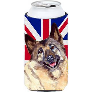 Norwegian Elkhound med den engelske union Jack British Flag Tall Boy Beverage Isulator Hugger LH9495TBC