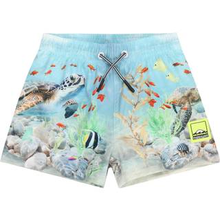 Molo Niko Boardshorts Happy Ocean 110/116 cm  Blå  110/116 cm  Unisex