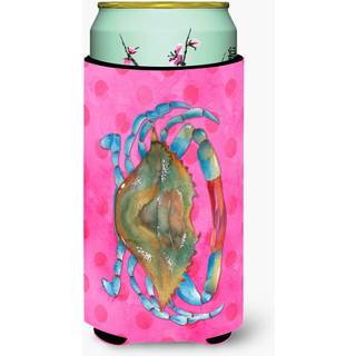 """"Carolines Treasures Blue Crab Pink Polkadot Beverage Insulator Hugger Tall Multicolor""""