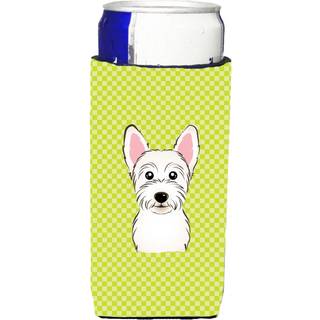 Checkerboard Lime Green Westie Ultra Beverage Isolators til slanke dåser BB1288MUK