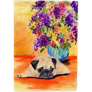 Caroline's Treasures mopsflag - Stort lærred på 28 x 40 tommer, flerfarvet, to-sidet husflag med lomme til stangen, vejrbestandigt polyester