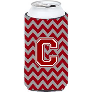 Brev C Chevron Maroon og White Tall Boy Beverage Isulator Hugger CJ1049-CTBC