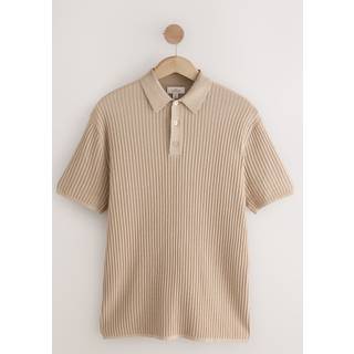 Next Neutral Regular Fit Silk Rich Signature Short Sleeve Rib Texture Knit Polo Shirt