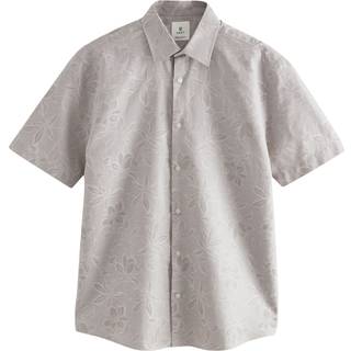 Next Neutral Grey Regular Fit Print Short Sleeve Shirt