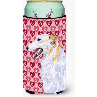 Borzoi Hearts K?rlighed og Valentinsdag Portr?t H?j dreng Drik Isolator Drik Isolator Hugger