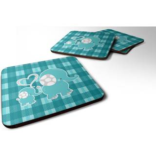 """" Caroline's Treasures Plaid Momma & Baby Elephant Foam Coaster Set på 4 3,5 multicolor """"