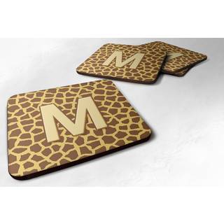 """" Caroline's Treasures CJ1025-MFC Monogram-Giraffe Foam Coasters (Sæt på 4) indledende bogstav M 3.5 """" ""H x 3.5"" """" ""W multicolor"" ""