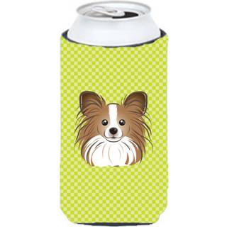 Checkerboard Lime Green Papillon Tall Boy Beverage Isulator Hugger BB1310TBC