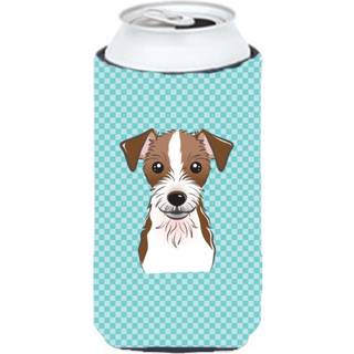 Checkerboard Blue Jack Russell Terrier Tall Boy Beverage Isulator Hugger BB1140TBC