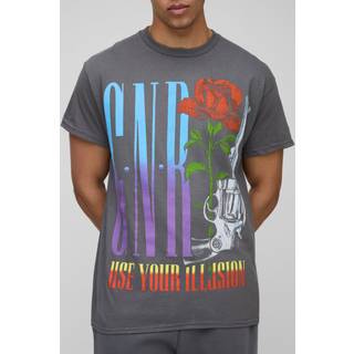 Mens Charcoal Oversized Guns N Roses License T-Shirt