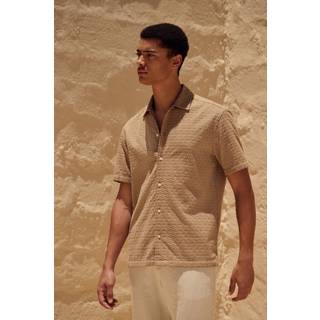 Next Stone Natural 100% Cotton Waffle Texture Short Sleeve Shirt