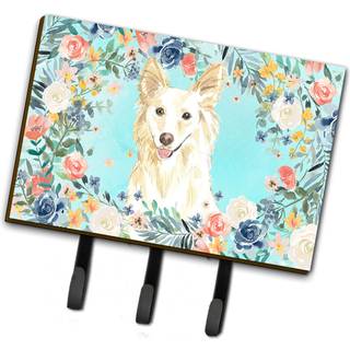 """" Caroline's Treasures White Collie Leash eller Key Holder Hooks Multicolor """"