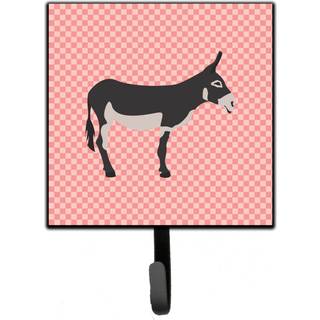 """" Caroline's Treasures American Mammoth Jack Donkey Pink Check Wall Hook Small Multicolor """"