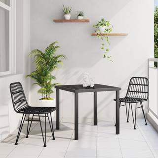 3-Personers Have Spisesæt med Puder Sort Poly Rattan