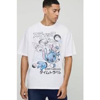 Mens White Oversized Disney Lilo And Stitch License Printed T-Shirt