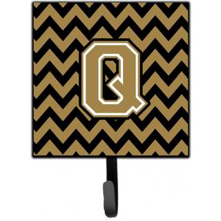 """" Caroline's Treasures Letter Q Chevron Black and Gold Leash eller Key Holder CJ1050-QSH4 Lille Multicolor """"