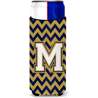 Brev M Chevron Navy Blue og Gold Ultra Beverage Isolators til slanke dåser CJ1057-mmuk