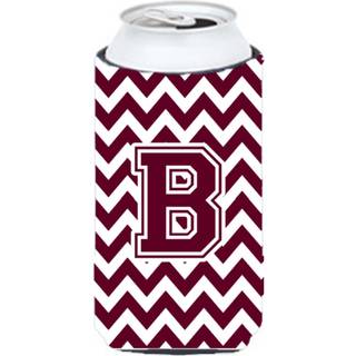 Brev B Chevron Maroon og White Tall Boy Beverage Isulator Hugger CJ1051-BTBC