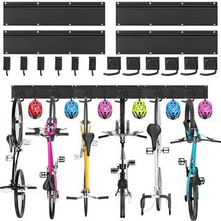 Sinoer Bike Wall Mount Bicycle Wall Bracket til 6 Bike Helmets cykelstativer til garage/hjem Vertikal cykelbøjle Holder til Road Bicycles - 4 Rai